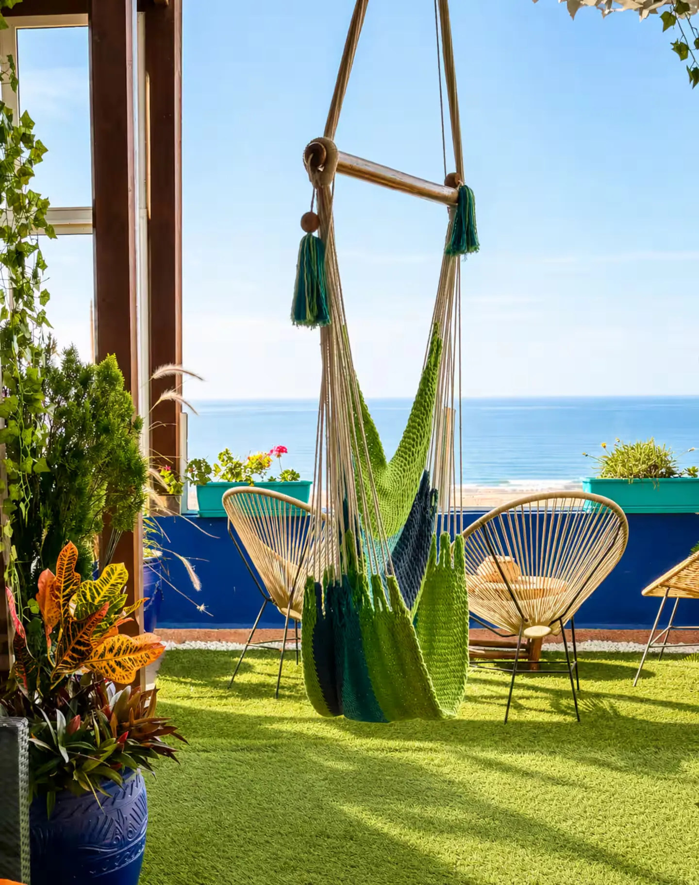 Maison avec toit-terrasse et vue sur l'océan à Tamraght, près de Taghazout