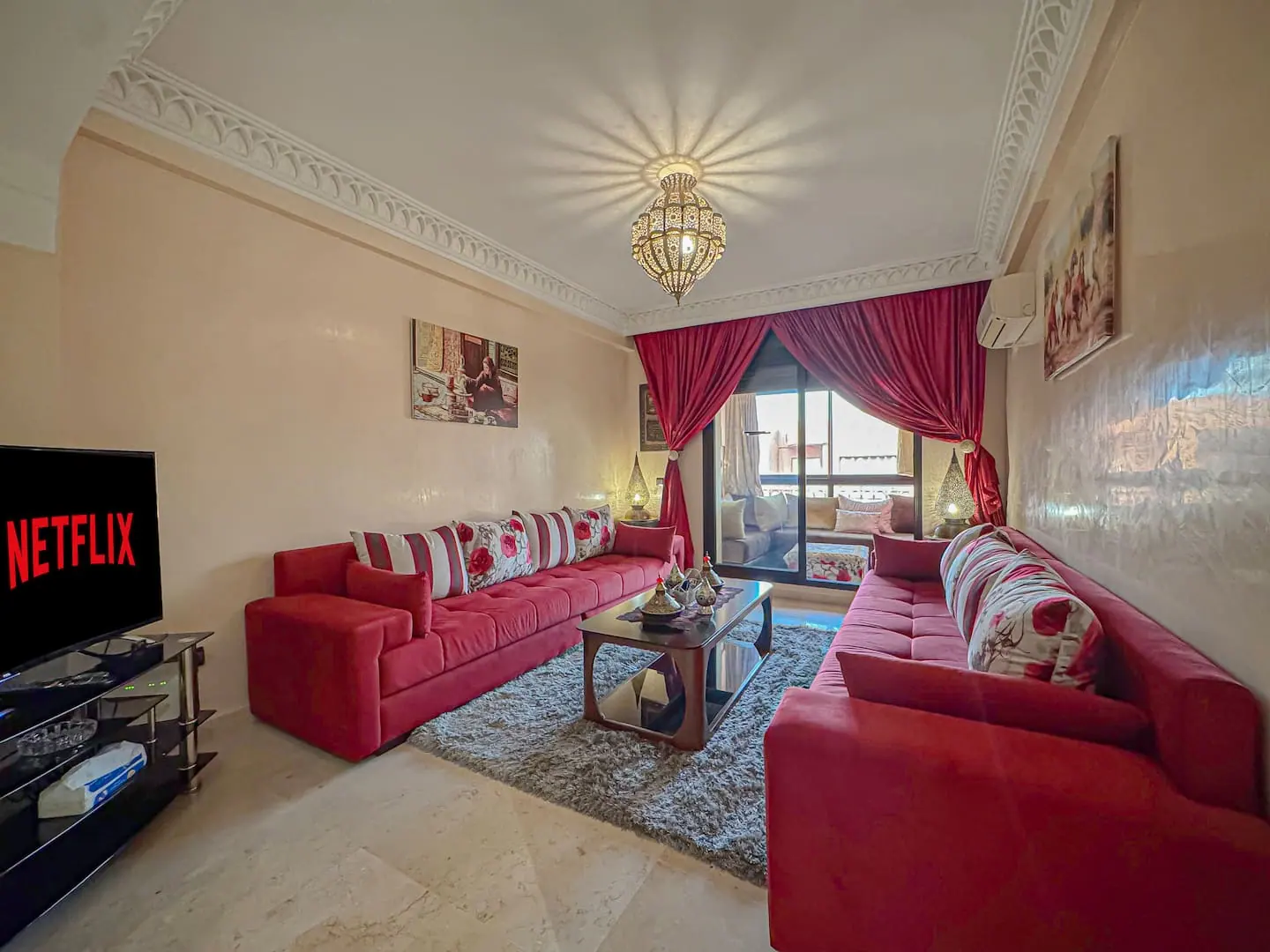Appartement avec piscine et espace fitness à Gueliz, Marrakech, adapté à l'accueil de groupes